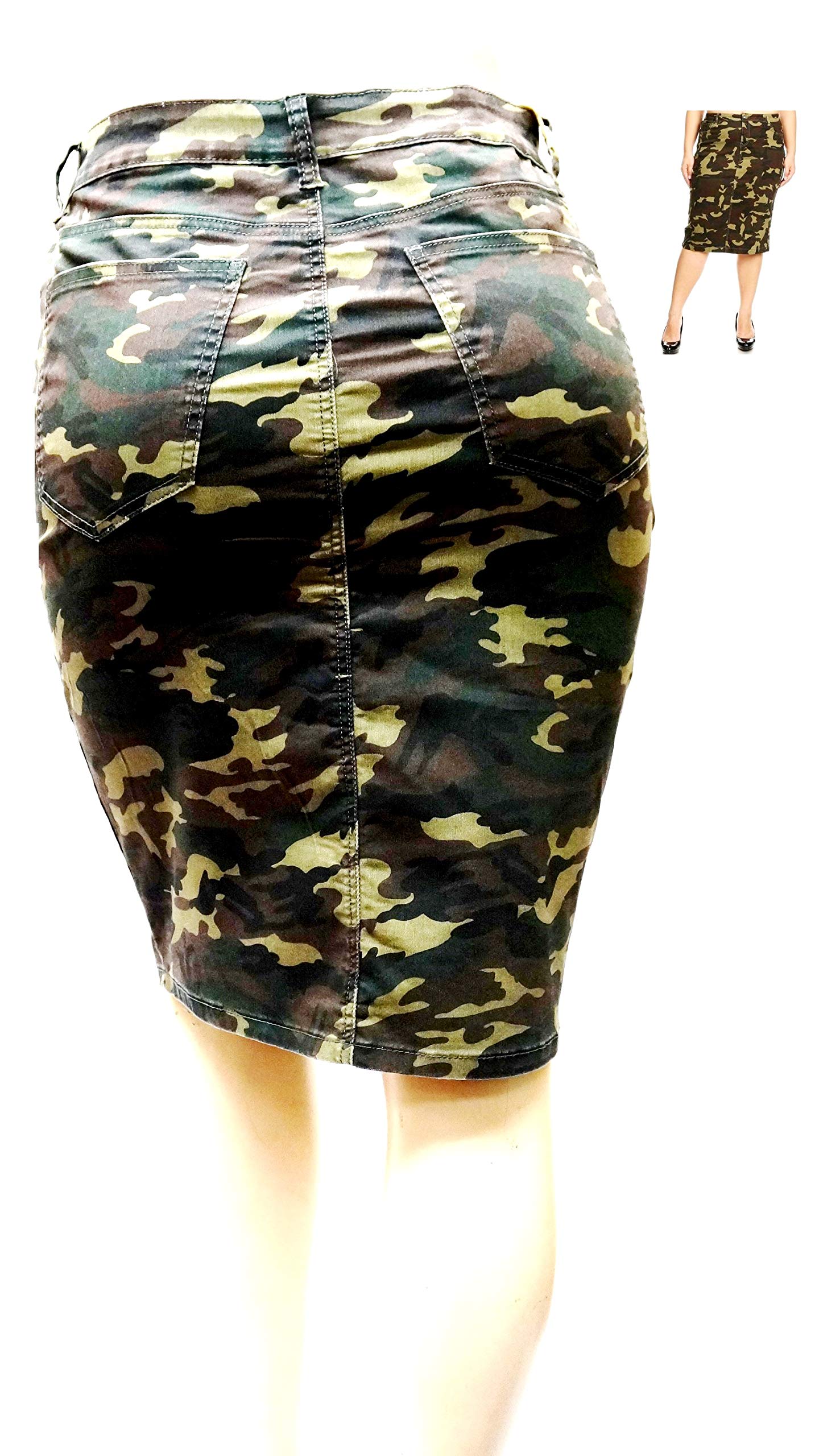 Jack David Women's Plus Size Stretch Denim Jeans & Casual Twill Cotton Skirt Set - Modern Series (3X, N2610 Camouflage) | Comfortable Everyday Wear for Work & Weekend Outings