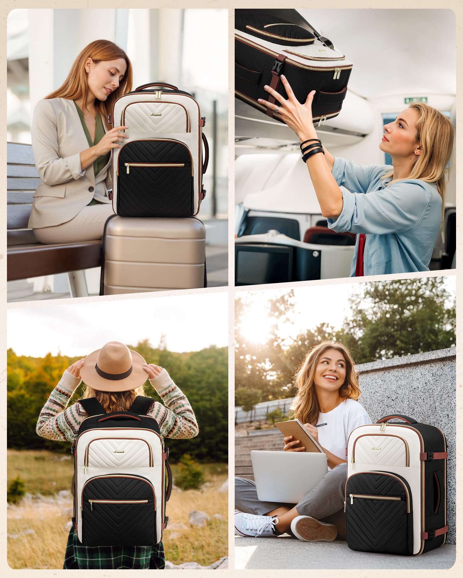 LOVEVOOK 40L Waterproof TSA Approved Travel Backpack for Women & Men - Flight Carry On Personal Item with 3 Packing Cubes - Perfect for Airplane Travel, Business Trips & Weekend Getaways