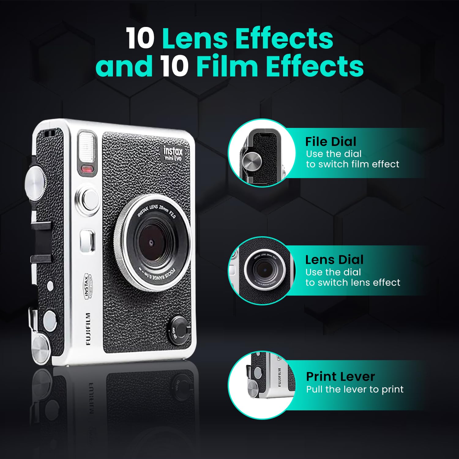 Fujifilm Instax Mini EVO Hybrid Instant Camera (Black) - Bundle with 60 Film Sheets, 32GB SD Card, Case, Tripod & Accessories - Perfect for Travel, Parties & Capturing Memories