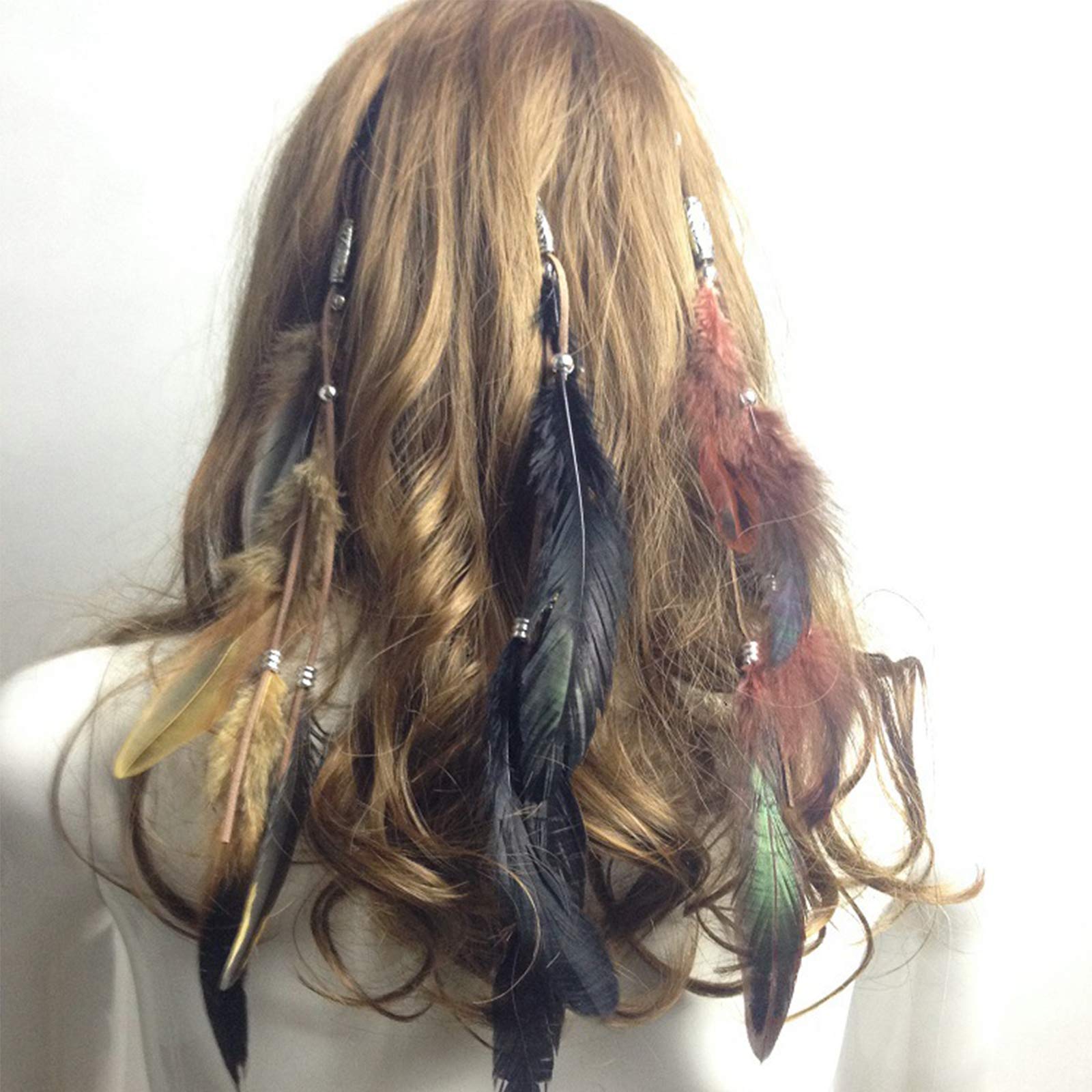 Bohemian Feather Hair Clips Set - 3 Pcs Handmade Boho Hair Accessories with Tassels for Women | Hippie Headbands for Halloween, Cosplay, Parties & Festival Outfits | Perfect for Music Festivals, Beach Weddings & Boho Chic Styling