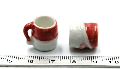 Christmas Santa Coffee Mugs Set of 2 - Miniature Ceramic Mugs for Dollhouse Kitchen Decor - Perfect for Holiday Gifts & Collectibles