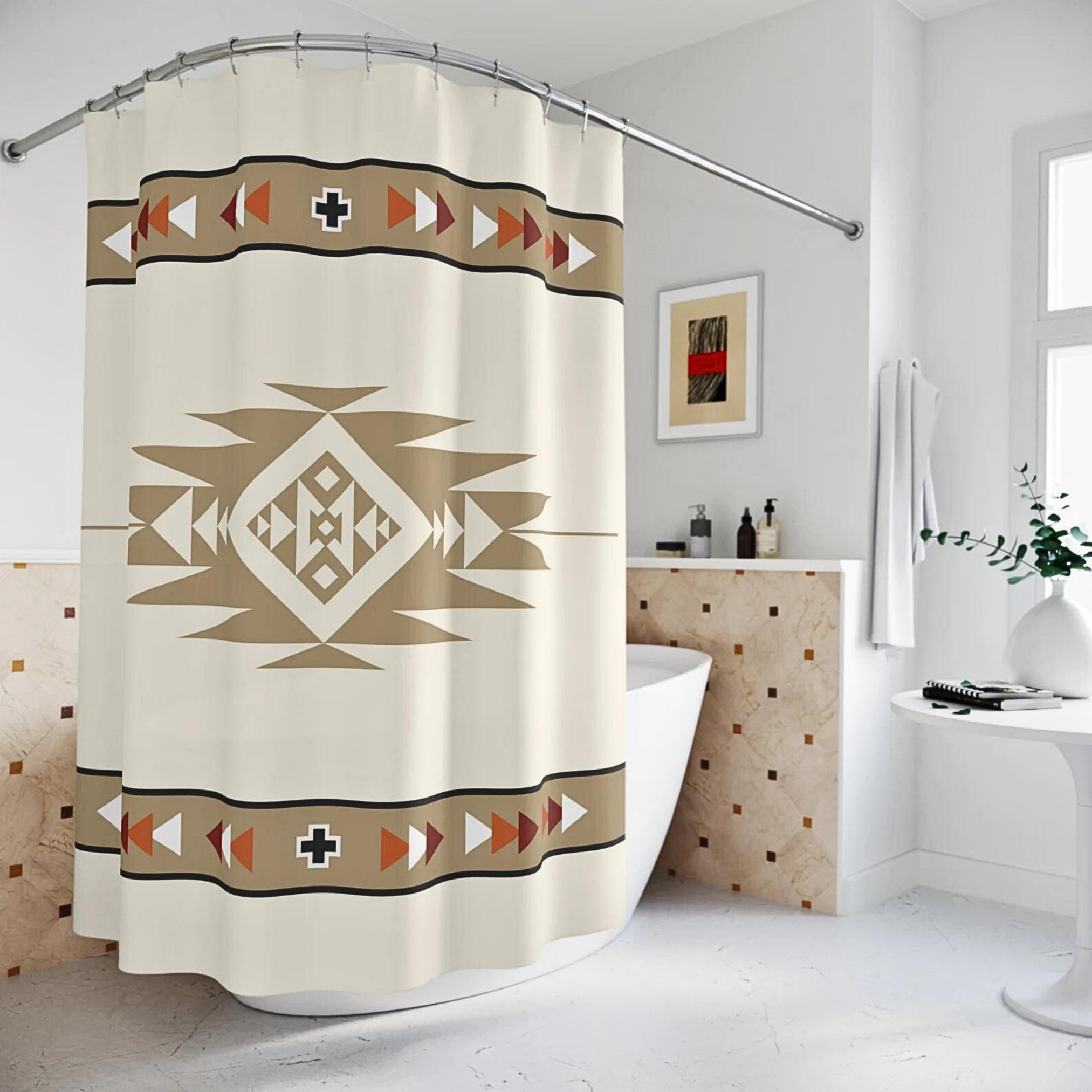 Montana Hills Southwestern Shower Curtain - Polyester Bathroom Decor for Lodge & Cabin Style - Perfect for Rustic, Western, and Farmhouse Bathrooms