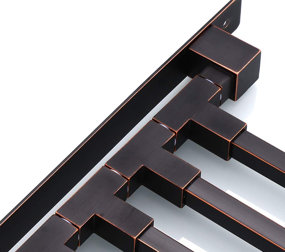 Oil Rubbed Bronze Swing Out Towel Rack - 3-Arm Wall Mounted Bathroom Towel Holder with Hooks | Space-Saving Design for Small Bathrooms & Powder Rooms