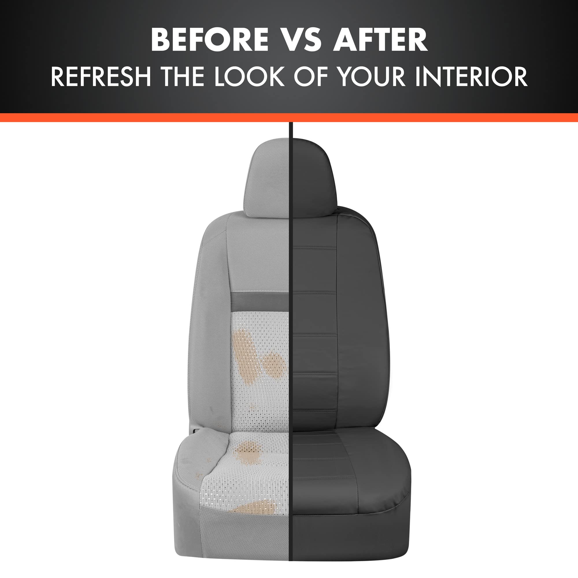 Premium Leatherette Car Seat Covers - Black PU Leather Auto Accessories for Cars, SUVs & Trucks | Waterproof & Comfortable Seat Protectors for Driving, Commuting & Road Trips