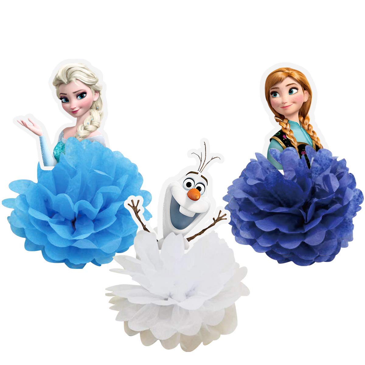 3 Pack Frozen Honeycomb Paper Flowers Centerpieces - Elsa Themed Table Decorations for Birthday Parties, Baby Showers & Winter Weddings | Easy DIY Party Supplies for Kids & Adults