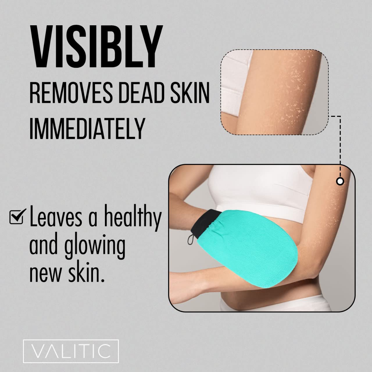 Valitic Exfoliating Gloves - Korean Body Scrubber for Dead Skin & Self Tan Removal - Shower & Spa Use