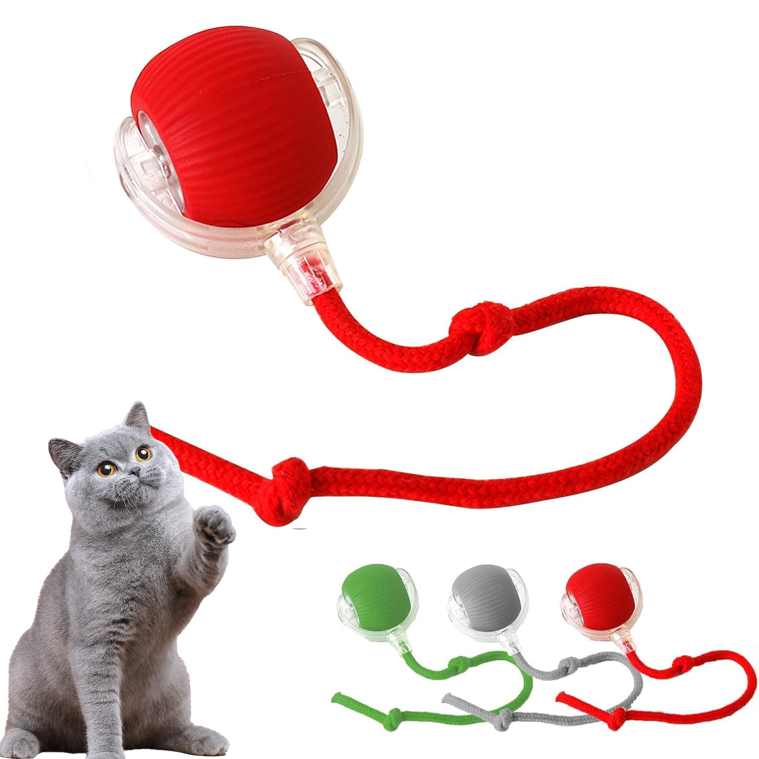 Interactive Cat Ball Toy - 360° Smart Automatic Rolling Pet Toy with LED Lights (Red) - Fun Exercise & Entertainment for Indoor Cats, Kittens & Playful Pets