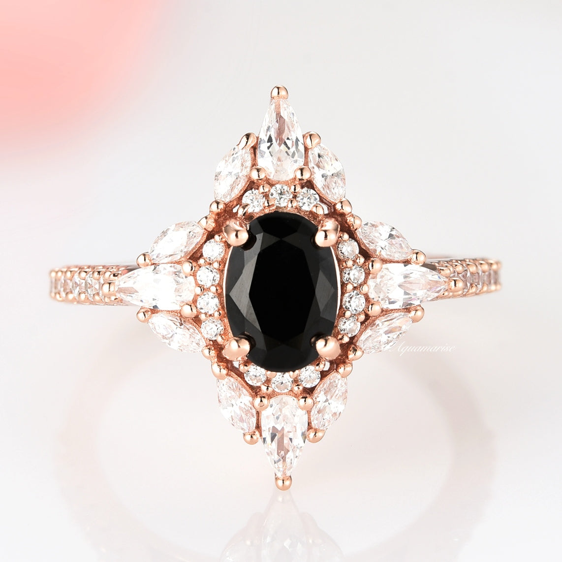 Stella Black Onyx Ring 14K Rose Gold Vermeil - Elegant Stackable Ring for Women, Perfect for Everyday Wear, Gift Giving & Special Occasions