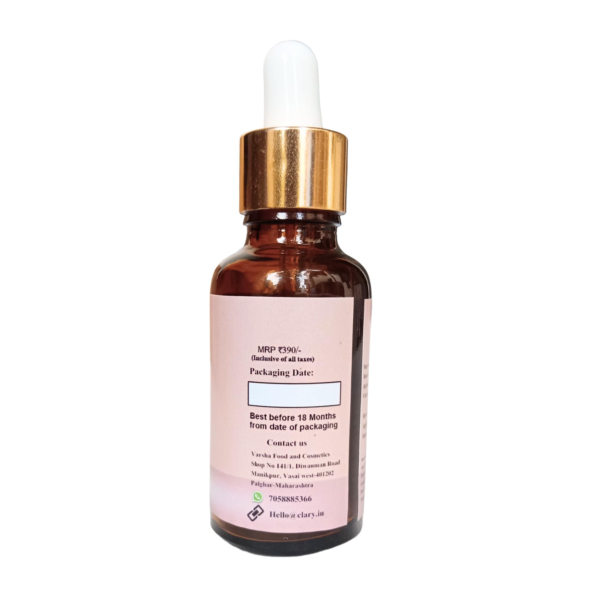 Clary Naturals Rose Face Serum with Rose Essential Oil & Jojoba Oil | Vitamin E for Skin Repair, Blemish Reduction & Brightening | Paraben-Free Skincare for Women & Men | 30ml | Perfect for Daily Hydration & Nighttime Skin Rejuvenation