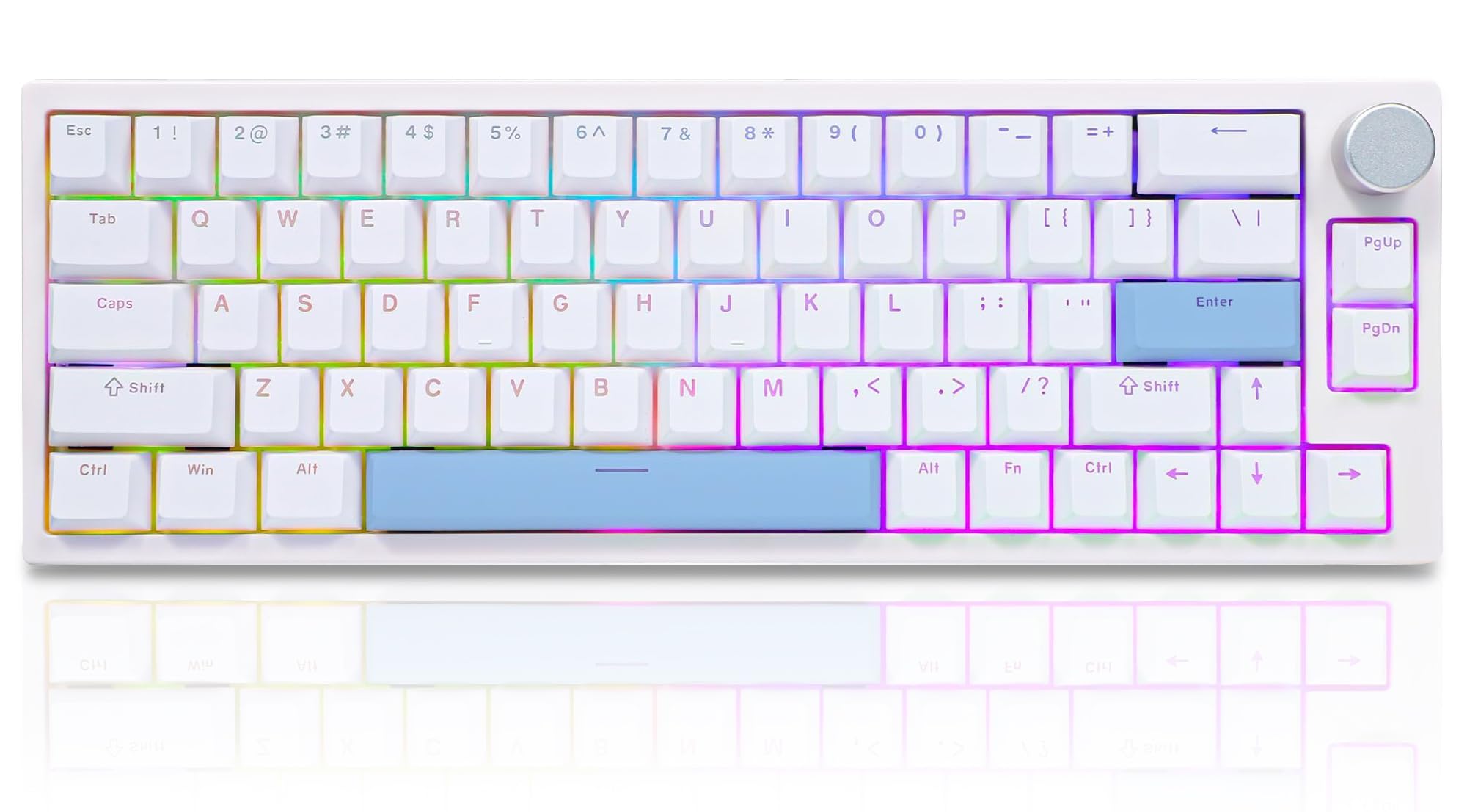BOYI 66Pro Hall Effect Magnetic Switch 65% Compact Mechanical Gaming Keyboard - Rapid Trigger, RGB Backlit, Hot-Swappable, Adjustable Actuation, Gasket-Mounted, Wired with Volume Knob (White) - Perfect for Competitive Gaming, Typing & Office Work
