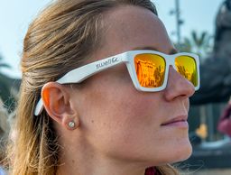 Classic White and Red Bamboo Sunglasses for Men & Women - UV Protection, Lightweight & Eco-Friendly - Perfect for Beach, Travel, and Outdoor Activities