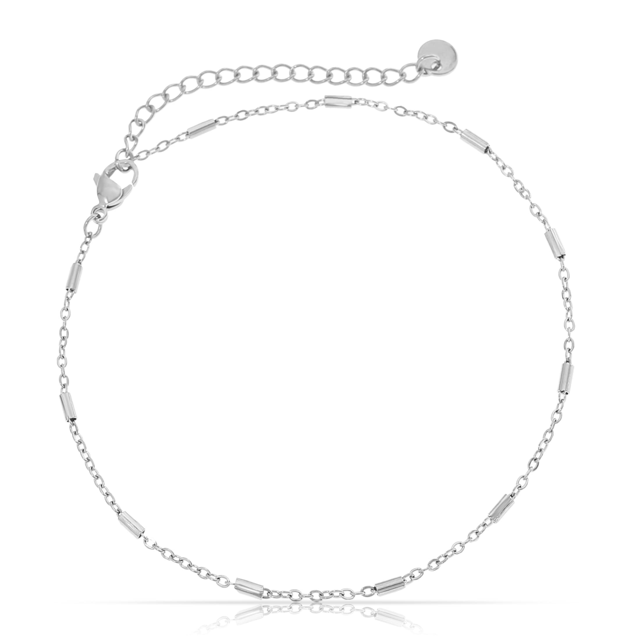 Nami Flat Cuban Chain Anklet - Stainless Steel Adjustable Ankle Bracelet for Women, Teens & Girls - Handmade in Germany - Boho Summer Beach Jewelry - Perfect for Vacation, Wedding & Casual Wear