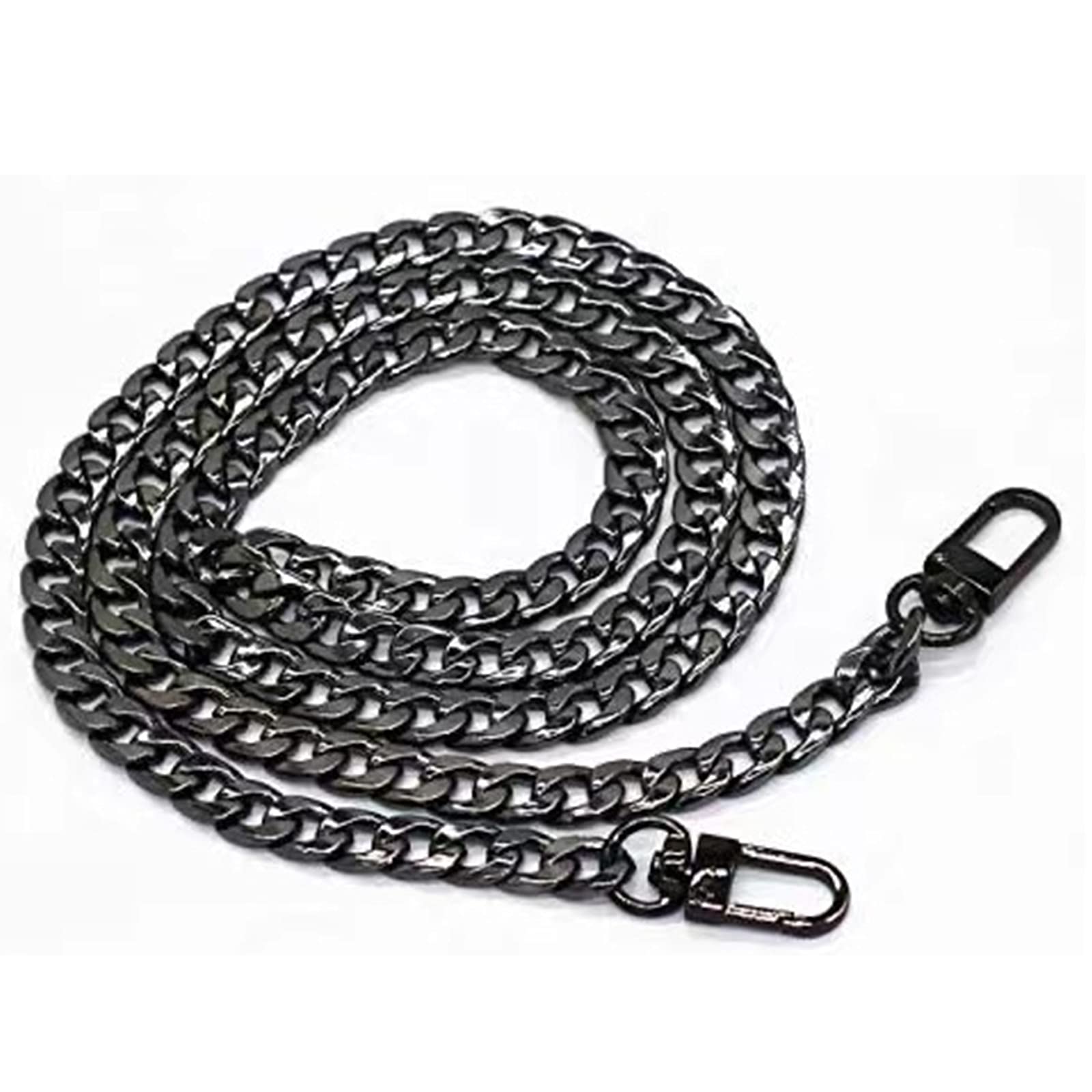 HEIGOO 16 Inch Purse Chain Strap - Durable Anti-Rust Replacement Flat Shoulder Strap with Metal Buckles for Handbags, Shoulder Bags & Messenger Bags (Black) | Perfect for Everyday Use, Work, Shopping & Travel Accessories