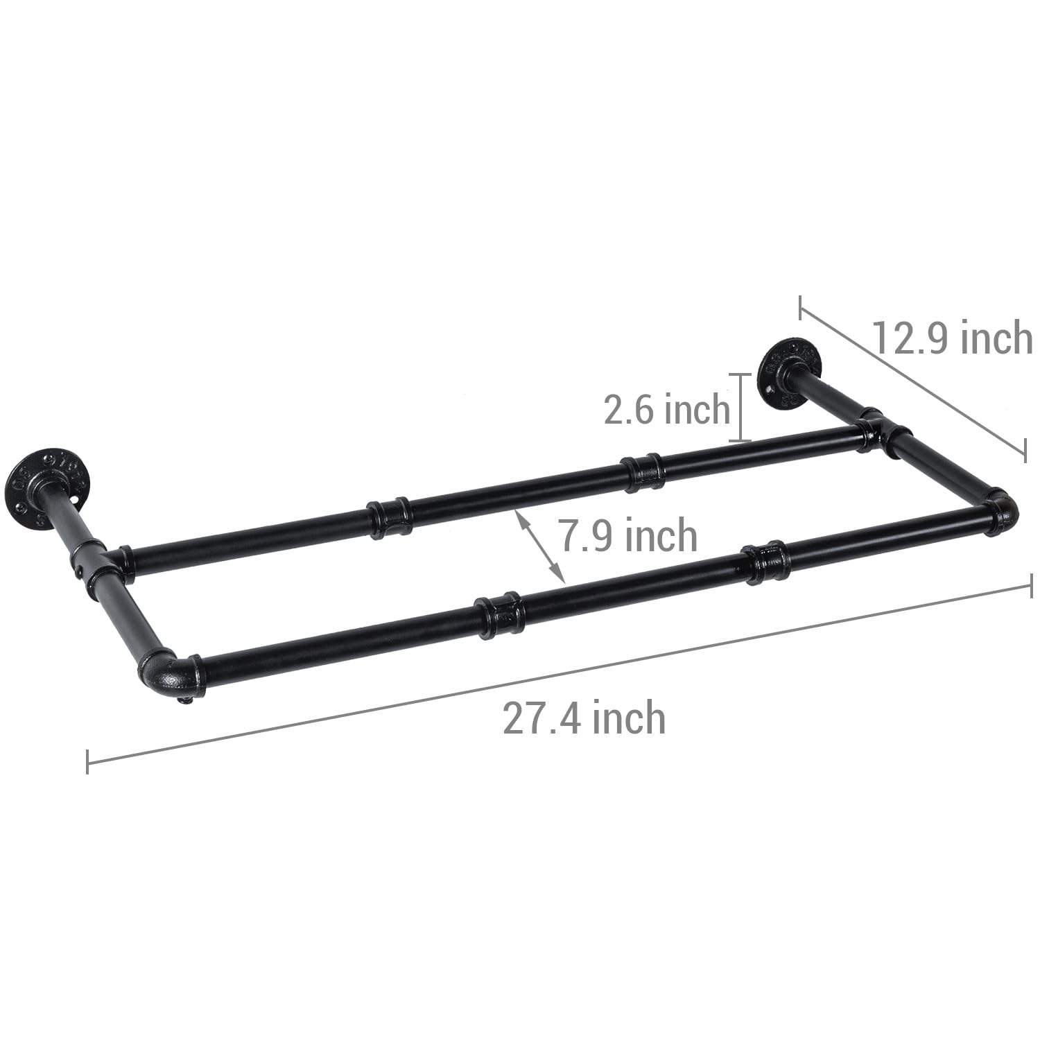 MyGift Set of 4 Industrial Matte Black Metal Pipe Shoe Rack Organizer - Wall Mounted Space Saving Boot Shelf for Entryway, Closet & Mudroom - Holds 12 Pairs of Shoes - Perfect for Small Spaces & Shoe Storage Organization