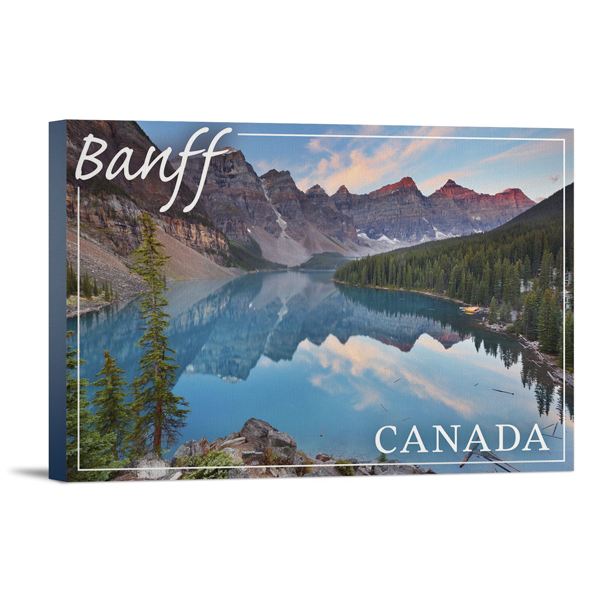 Lantern Press Banff Canada Moraine Lake 16x24 Wrapped Canvas Wall Art - Stunning Landscape Painting for Living Room, Bedroom & Office Decor
