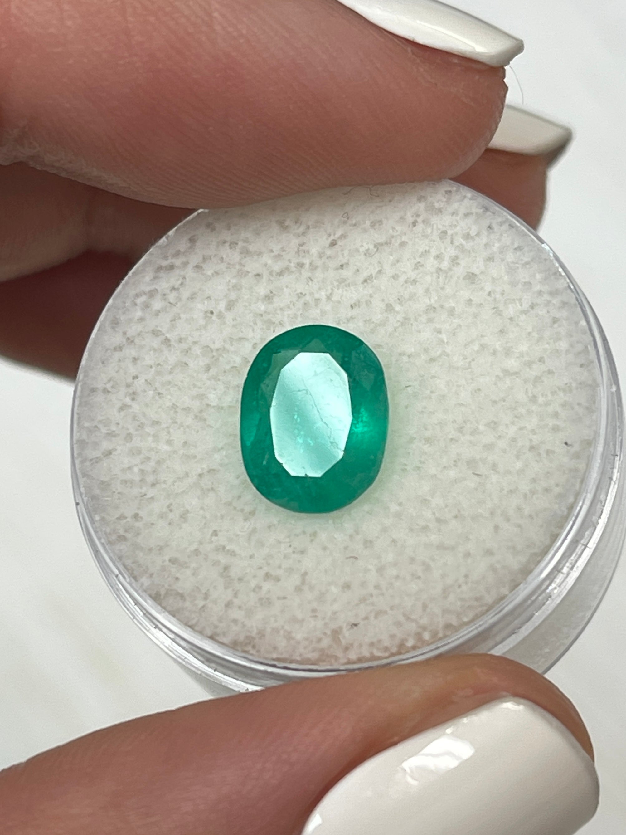 2.11 Carat 10x8mm Medium Bluish Green Natural Loose Colombian Emerald Oval Cut Gemstone for Jewelry Making, Engagement Rings & Collector's Items