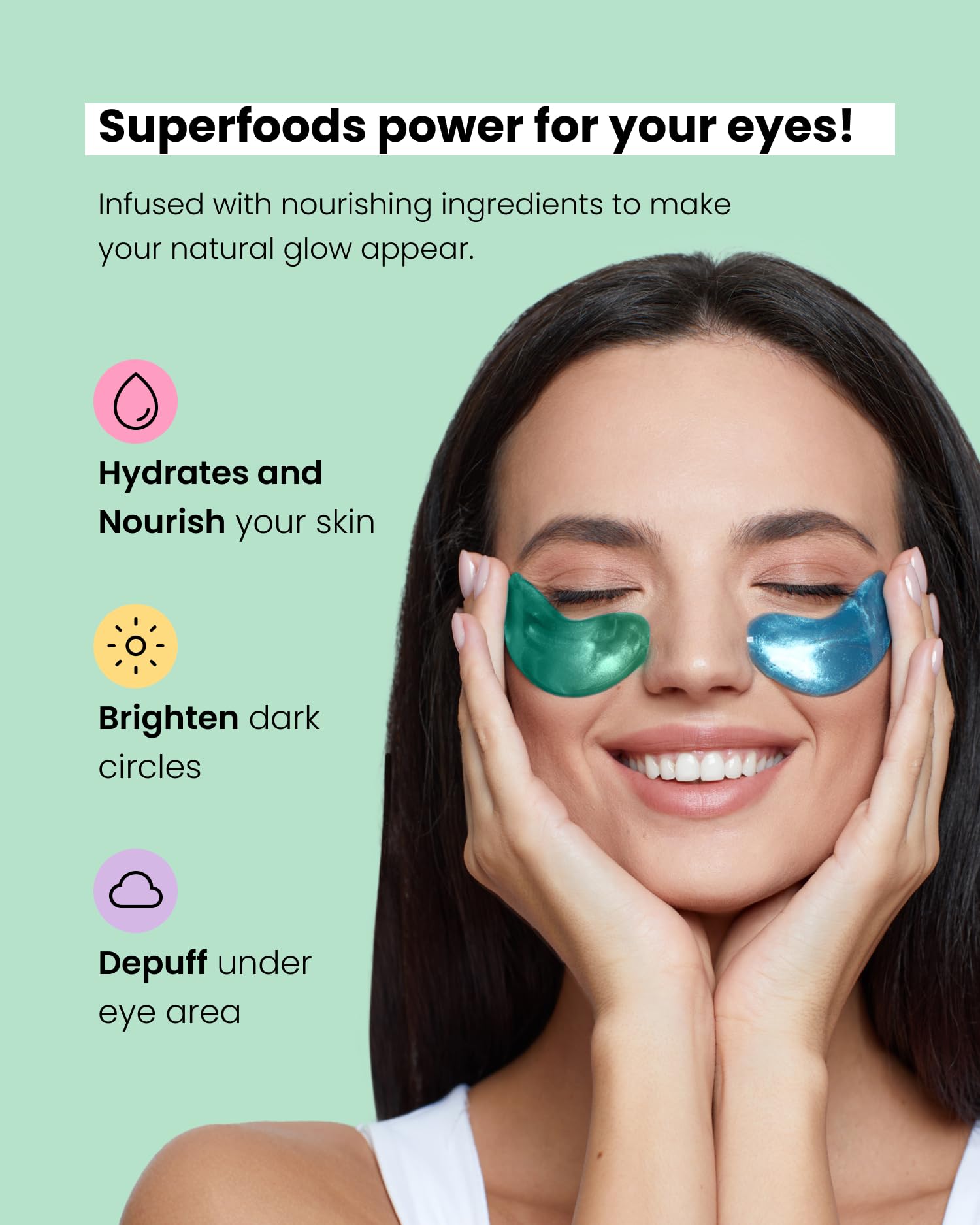 PLANTIFIQUE Gold Under Eye Patches for Puffy Eyes & Dark Circles - 20 Pairs + Superfood Eye Patches with Hyaluronic Acid, Green Tea & Collagen - Reduce Dark Circles & Refresh Tired Eyes for Women & Men - Perfect for Morning Routine, Travel & Skincare Regimen