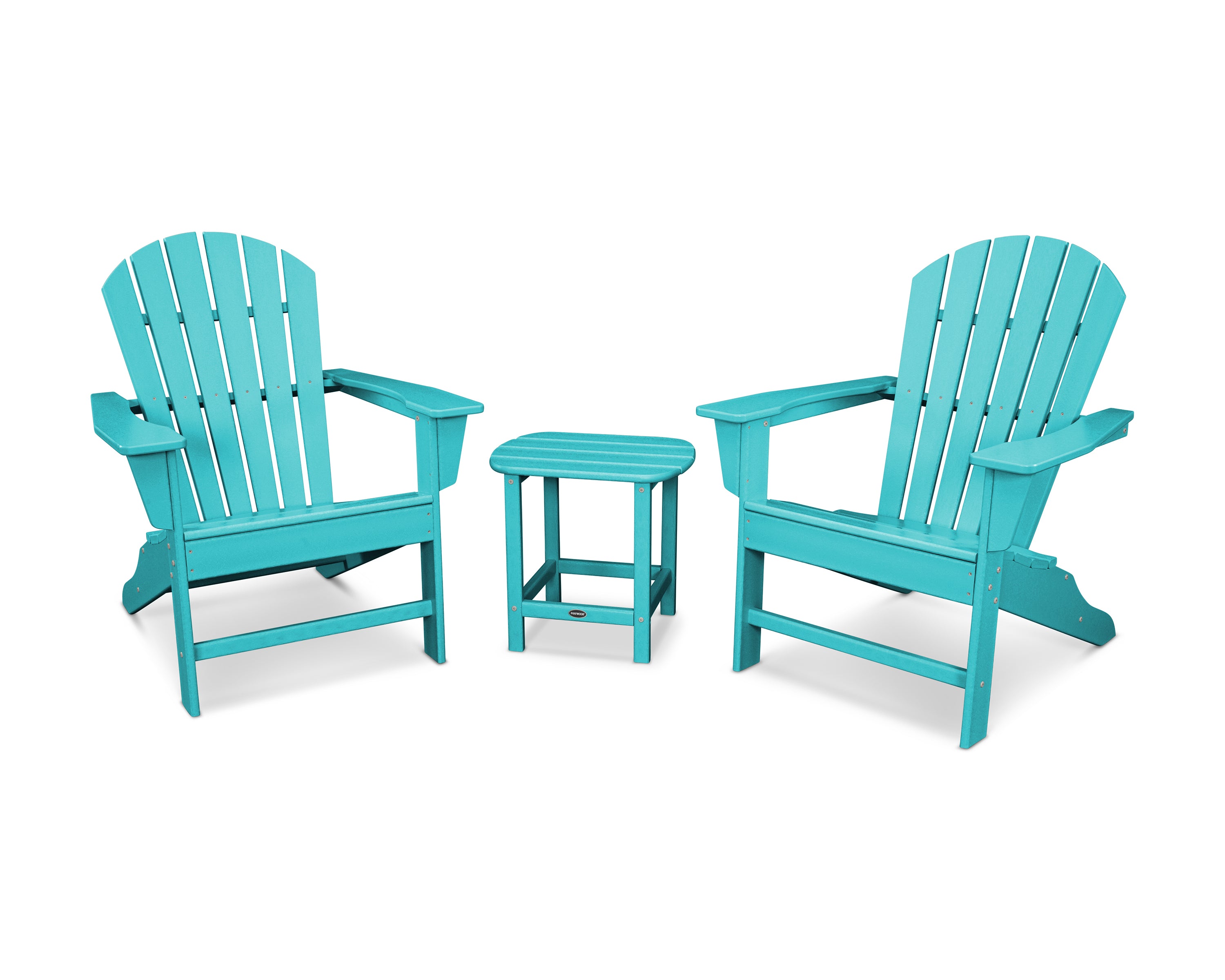 POLYWOOD South Beach Adirondack 3-Piece Outdoor Patio Furniture Set - Durable All-Weather Resin Chairs & Table for Poolside, Garden, Deck, and Backyard Relaxation