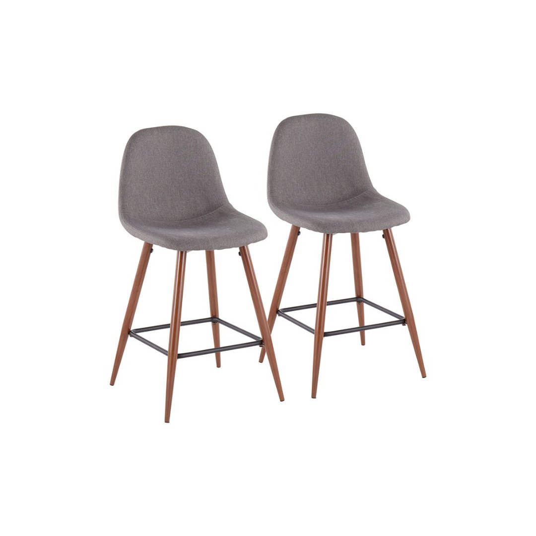 Modern Pebble Counter Stools (Set of 2) - Bar Height Kitchen Island Stools with Back Support for Dining Room, Breakfast Nook & Home Decor