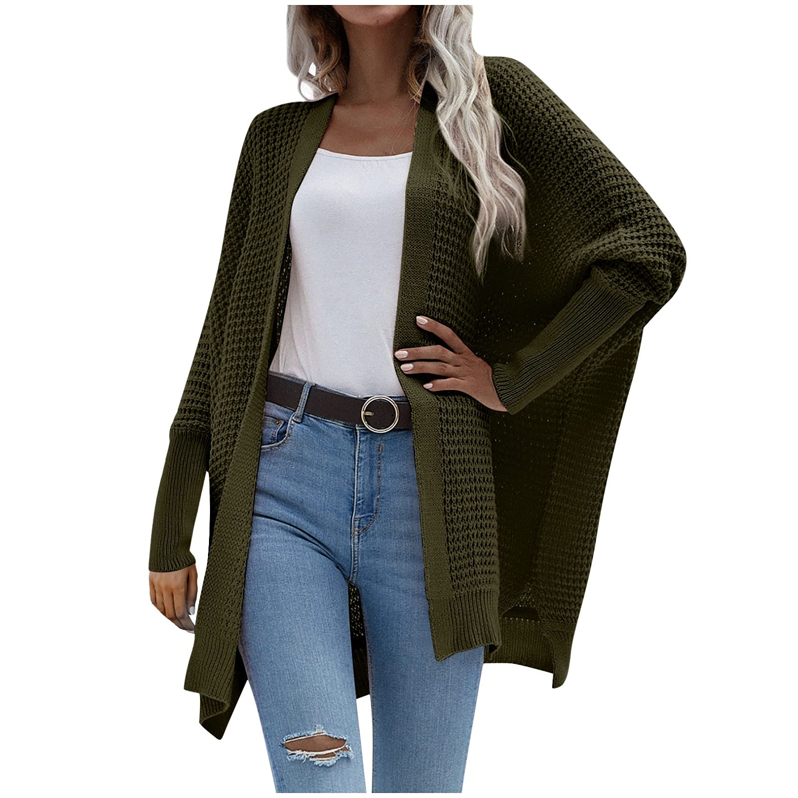 Women's Casual Knit Cardigan - Loose Fit Solid Color Sweater for Autumn & Winter | Cozy Layering for Work, Travel & Everyday Wear
