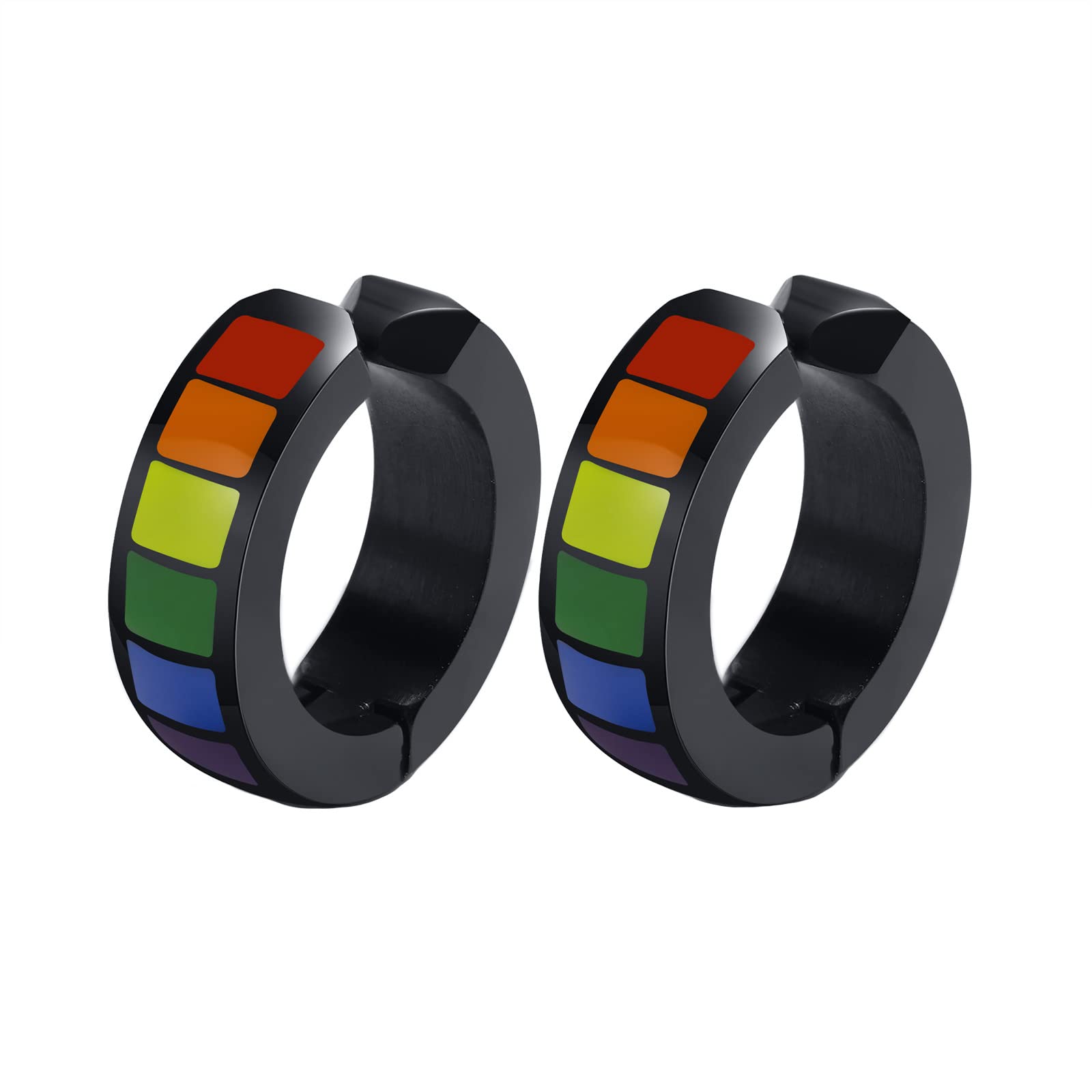 Rainbow Pride Stainless Steel Huggie Earrings for Men & Women - LGBT Gay Lesbian Flag Design - Perfect for Pride Parades, LGBTQ Events & Everyday Wear