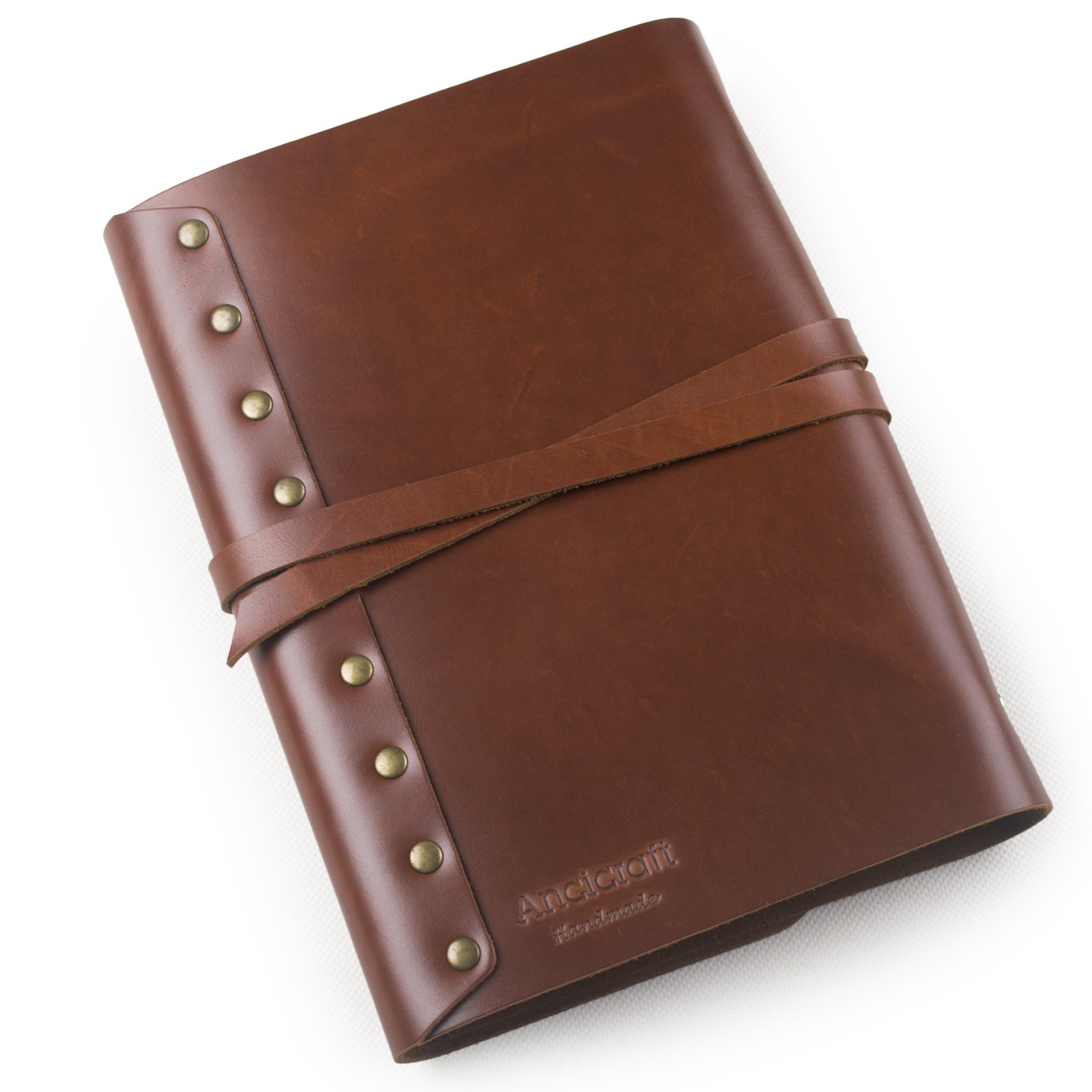 Premium Refillable Leather Journal for Women & Men - A5 Lined Craft Paper Diary Notebook with 6-Ring Binder, Strap Closure (Red Brown) - Perfect for Travel, Writing, Sketching & Gift Giving