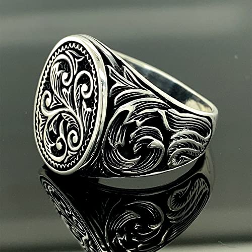 925k Silver Ottoman Men's Ring - Handmade Turkish Jewelry with Intricate Embroidery - Perfect Gift for Him & Her - Ideal for Weddings, Anniversaries & Special Occasions