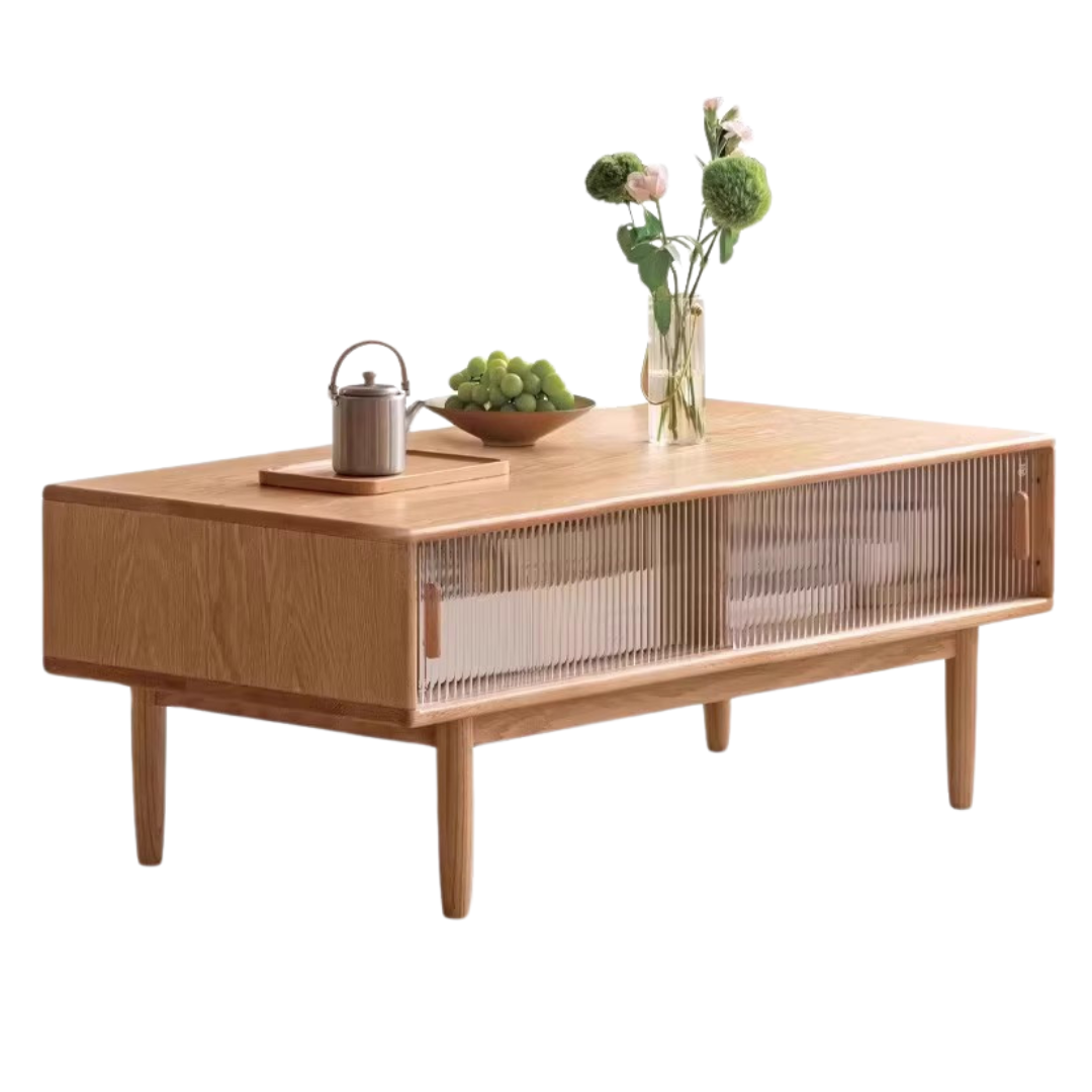 38.9x19.2x16.9 inch/ 99.6x49.6x43cm/ Natural Wood color/oak solid wood coffee table