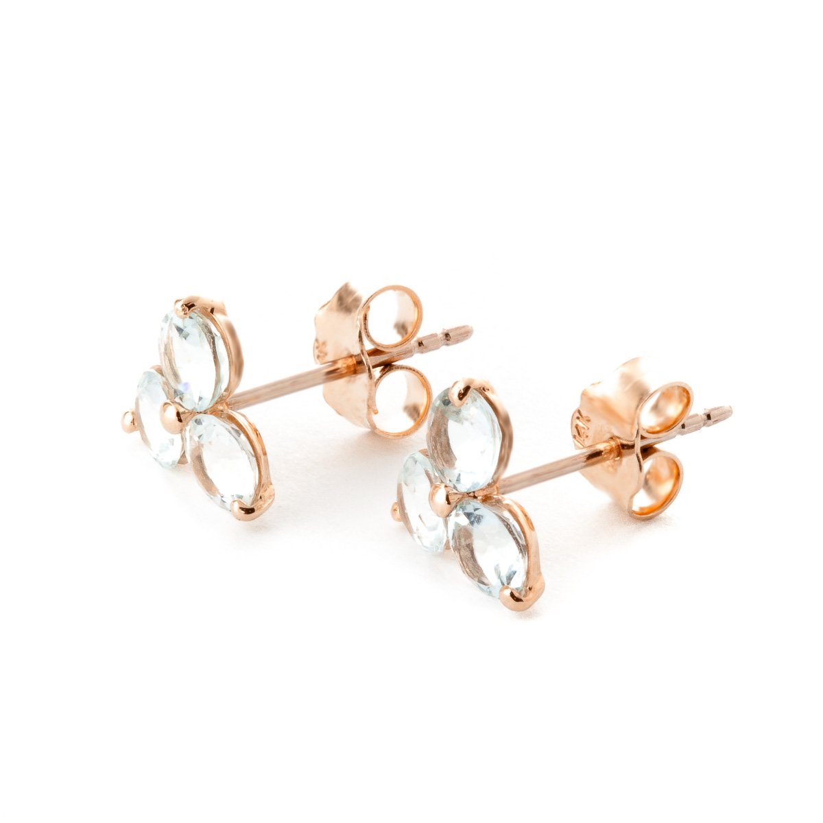 14K Solid Gold Stud Earrings with Aquamarine Gemstones | Galaxy Gold GG | Elegant March Birthstone Jewelry for Women | Perfect Gift for Birthday, Anniversary & Special Occasions