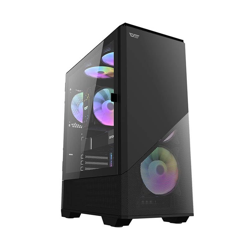 Darkflash DLC31 Mid Tower ATX PC Case - Black | High Airflow Gaming Computer Case for Custom Builds, RGB Setup & Home Office Workstations