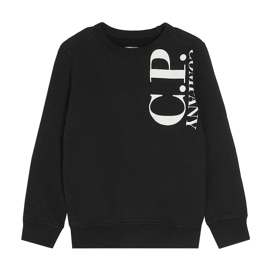 Kids CP Company Black Logo Sweatshirt - Soft Cotton Hoodie for Boys & Girls - Perfect for School, Playdates & Casual Outings