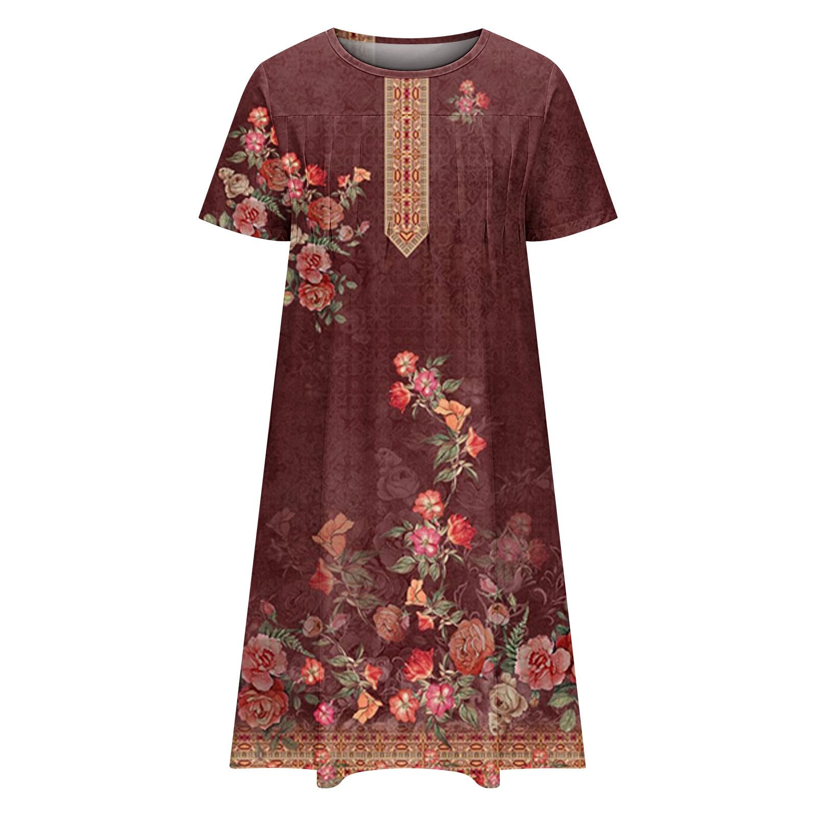 Women's Floral Boho Shirt Dress 2024 - Summer Casual Pleated Sundress with Pockets | Beach Vacation, Outdoor Date & Weekend Brunch Outfit