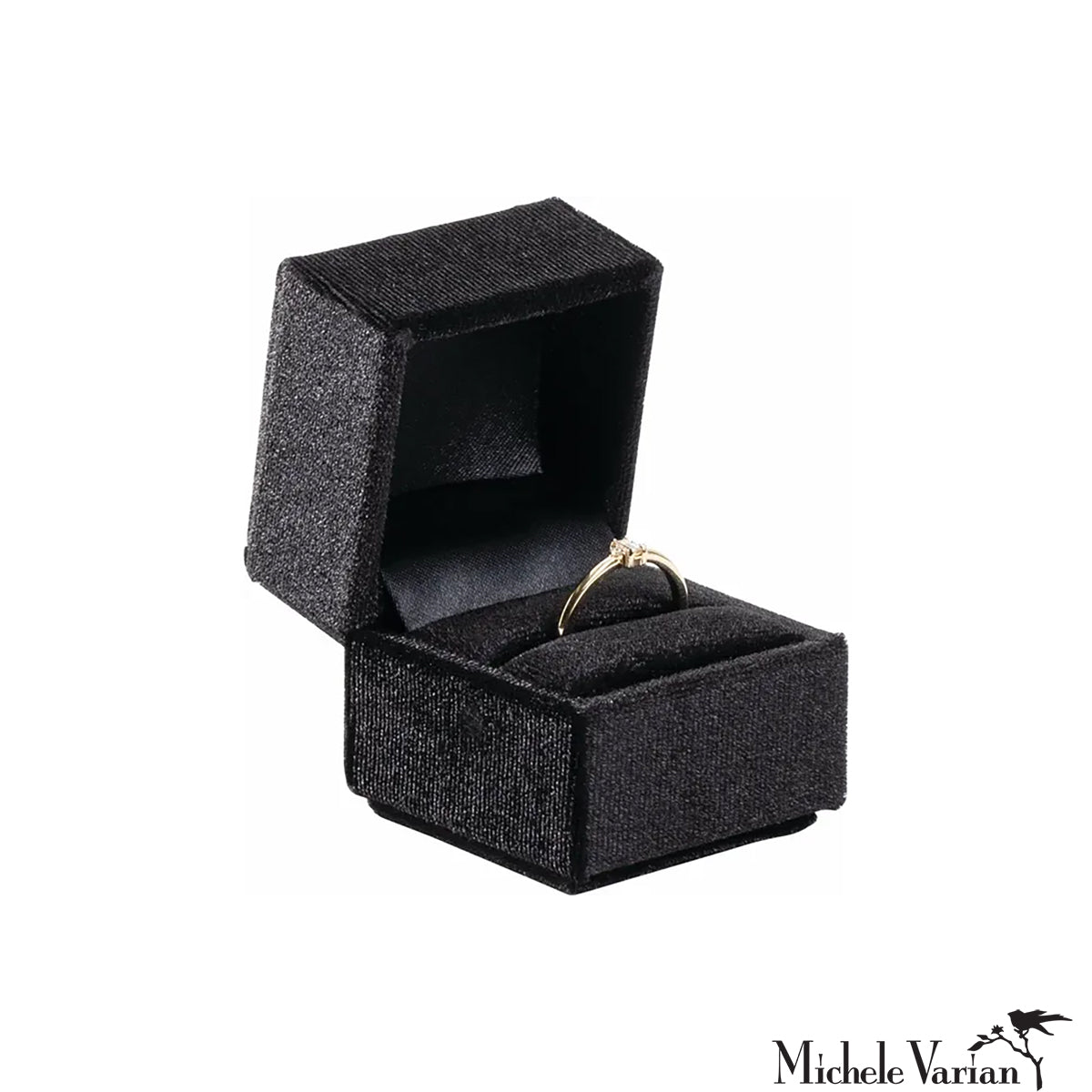 Luxury Velvet Ring Box with Hinged Lid - Elegant Jewelry Storage for Engagement, Wedding & Proposal - Perfect Gift Box for Rings, Earrings & Small Keepsakes