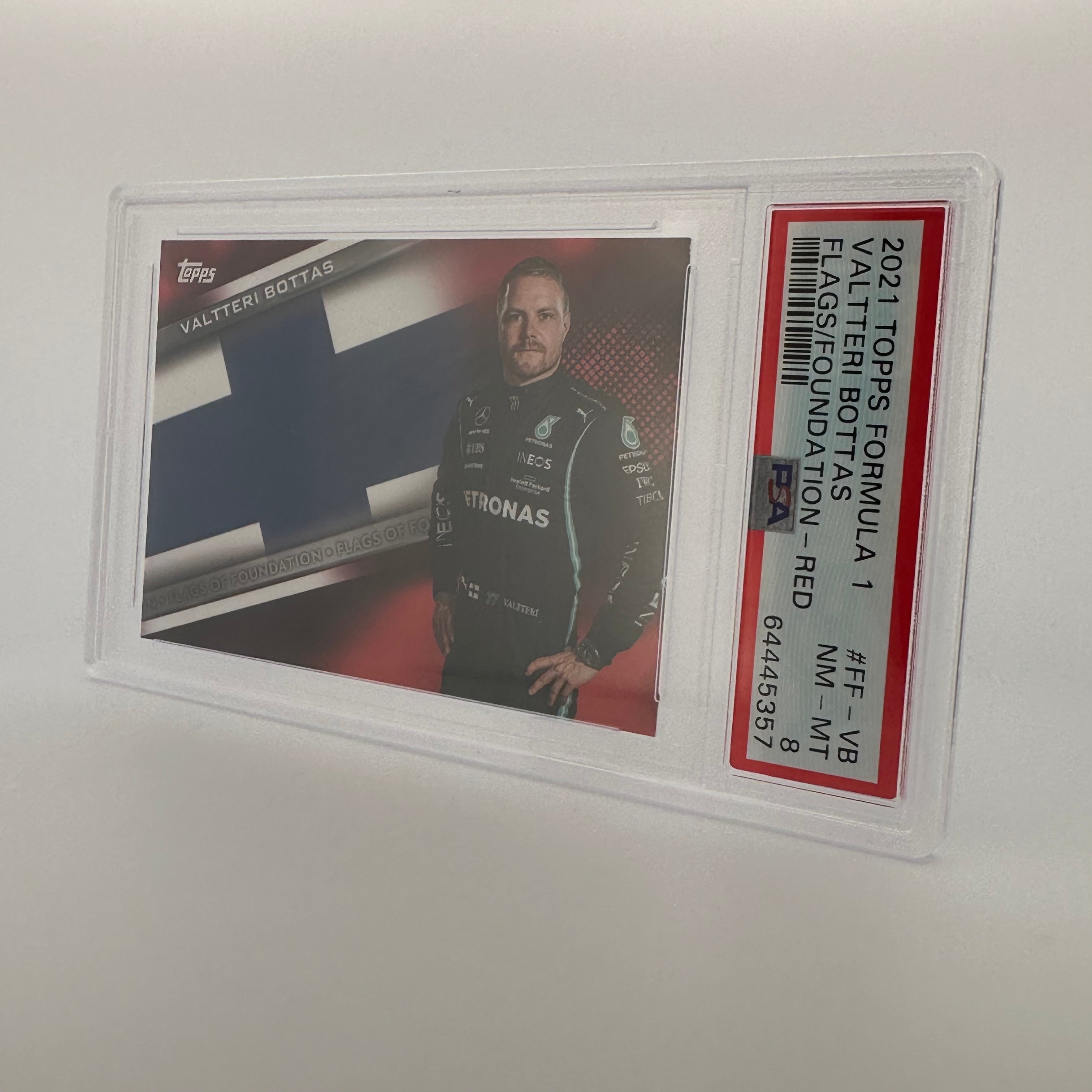 PSA 8 Valtteri Bottas #FF VB Flags Of Foundation Red - Rare F1 Racing Card for Collectors & Fans, Perfect for Display & Investment