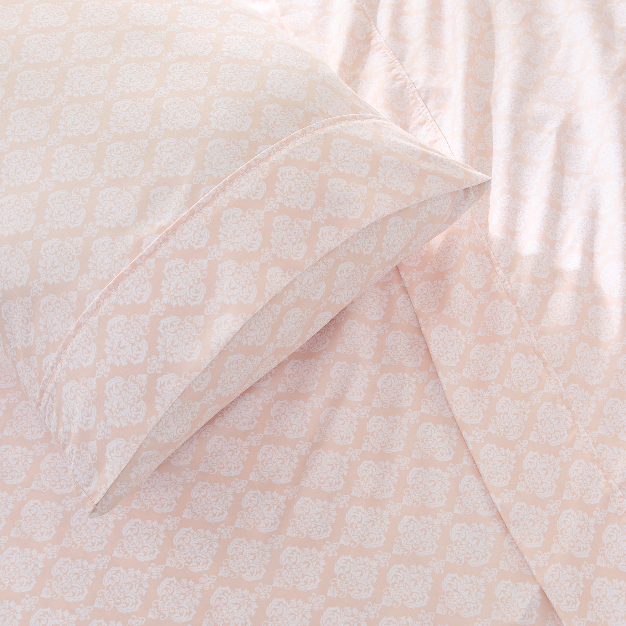 Luxury Romer Damask Sheet Set - 100% Cotton, King Size, Wrinkle-Free - Perfect for Master Bedroom, Guest Room & Hotel Use