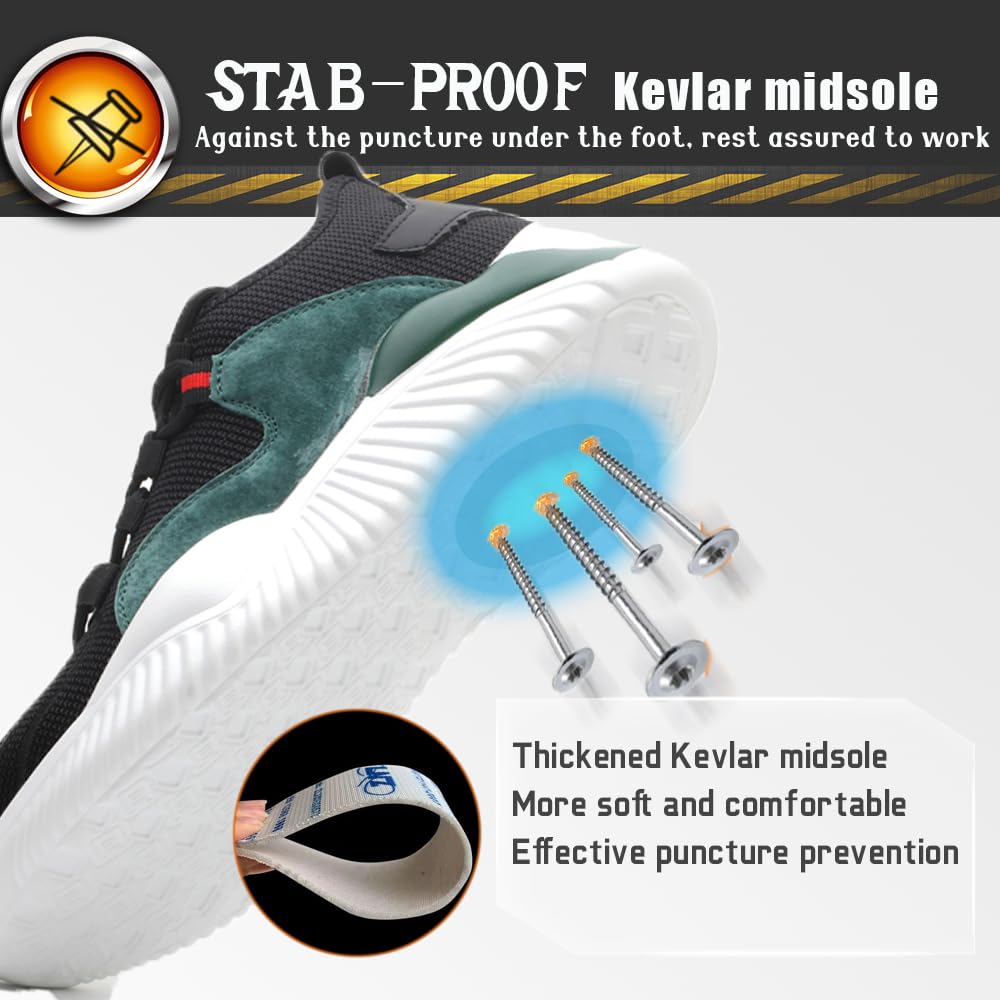 **Steel Toe Work Shoes for Men & Women - Lightweight, Breathable Safety Sneakers for Construction & Industrial Use - Durable & Comfortable for Warehouse, Factory & Outdoor Work**