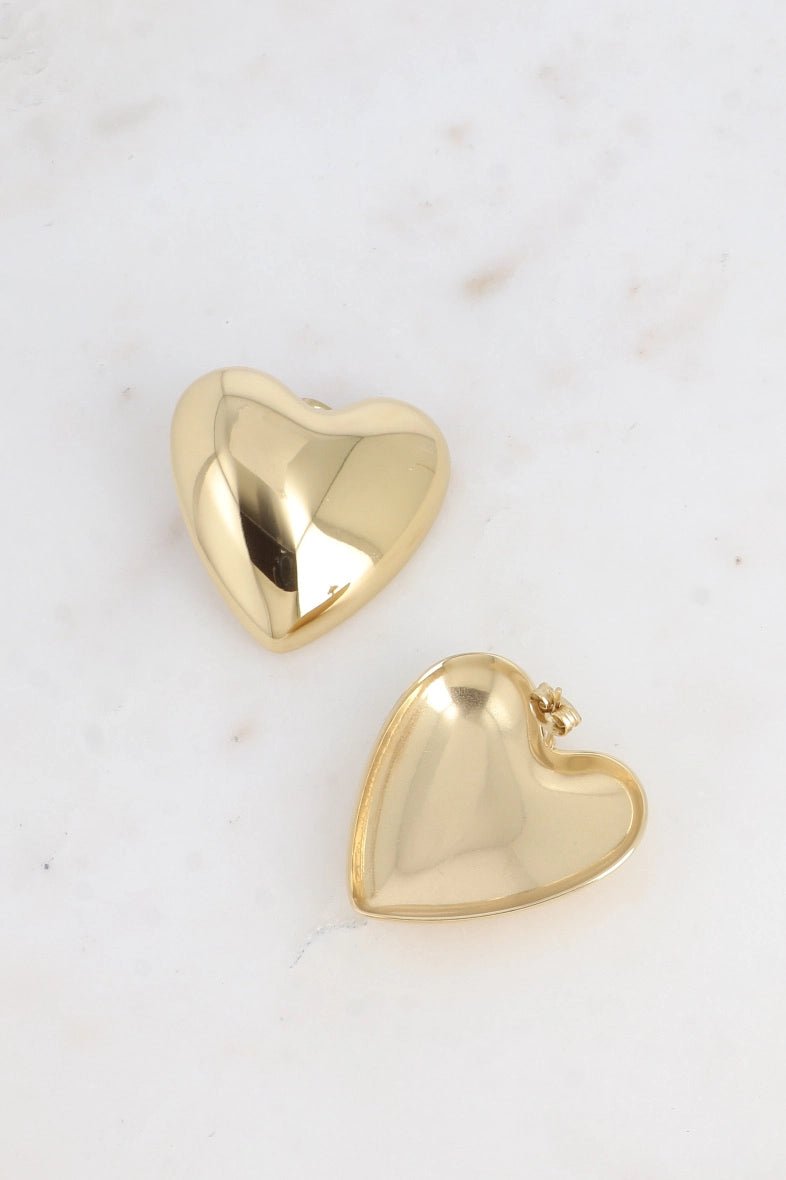Justine Gold Heart Stud Earrings for Women - Elegant & Hypoallergenic Jewelry for Daily Wear, Parties & Gifts