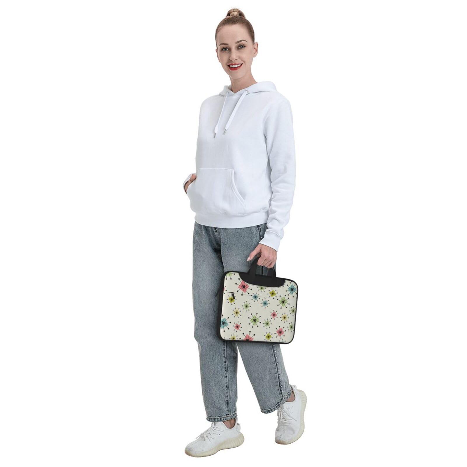 LAMAME Retro Pattern Portable Laptop Bag - Atomic Stars Design Computer Protective Shoulder Bag for Work, School & Travel
