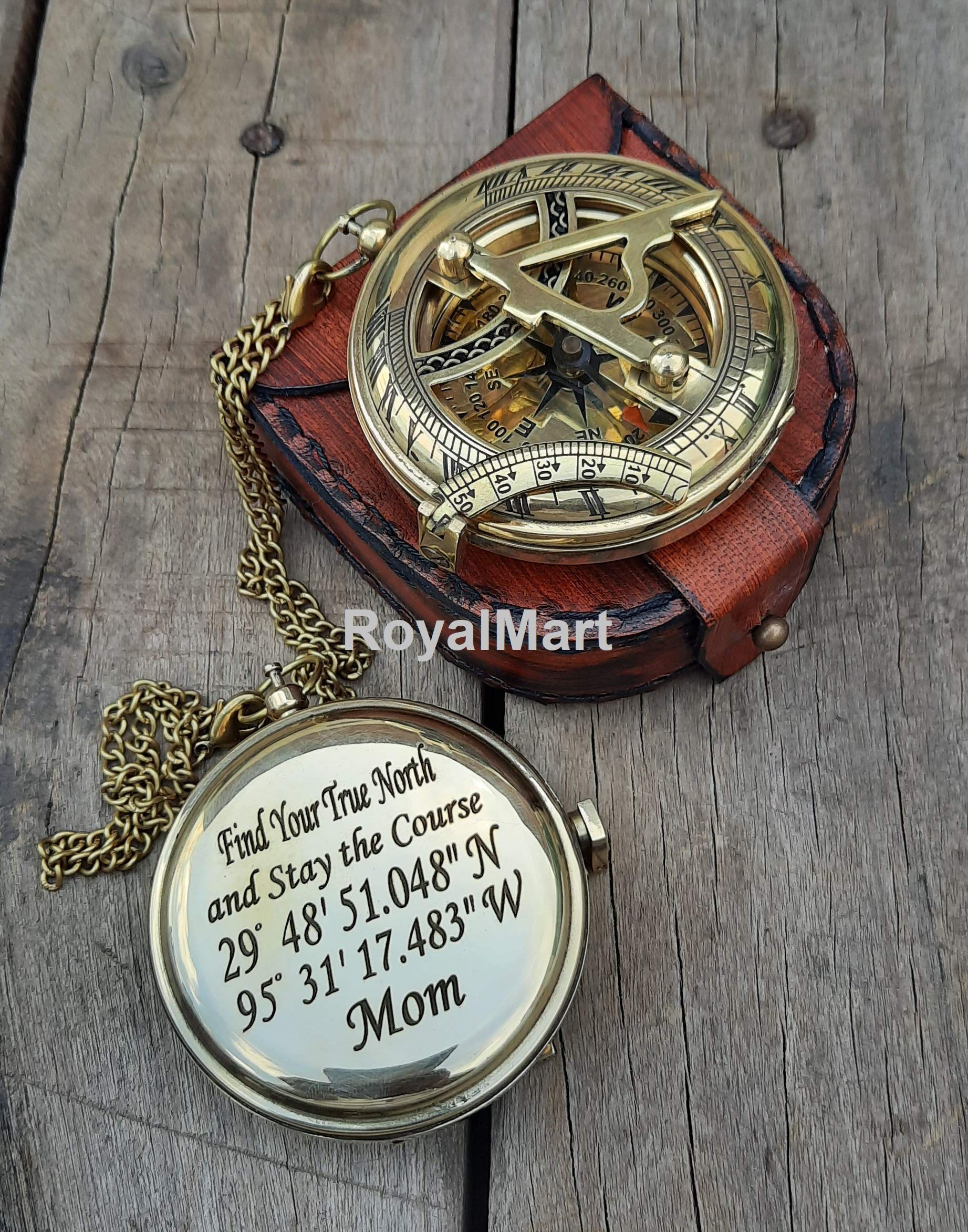 Royalmart Personalized Engraved Antique Compass - Vintage Style Working Compass for Graduation, Anniversary, Baptism, Boy Scout or Christmas Gift | Perfect for Outdoor Adventures, Hiking, Camping & Navigation