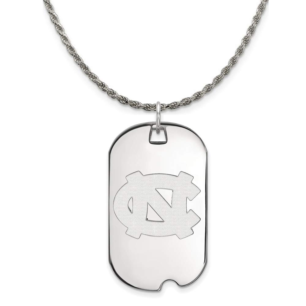 Silver North Carolina Tar Heels Large Dog Tag Necklace - Perfect for Game Day, Fan Gifts & School Spirit Accessories