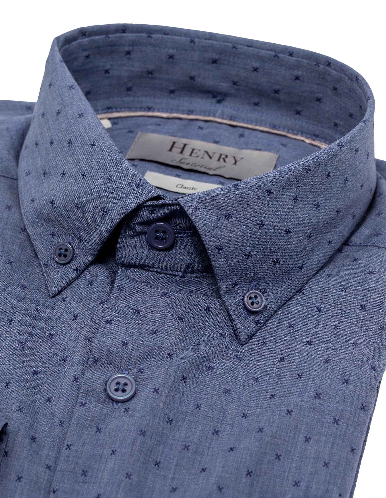 Henry Sartorial Casual Cross Shirt for Men - Navy Blue Button Down Shirt | Comfortable Office Wear & Weekend Outfits
