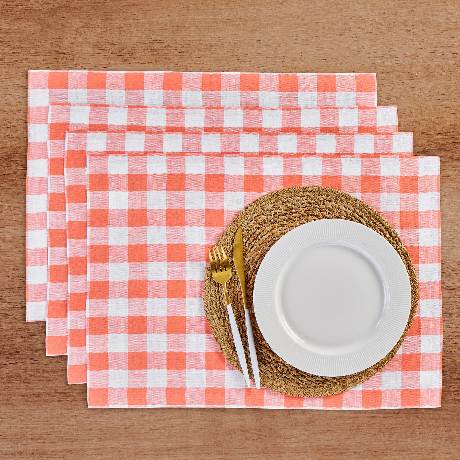 Morgan Check Placemats Set of 4 - Premium Cotton Table Mats for Dining, Kitchen & Holiday Decor - Washable & Durable Place Settings for Everyday Use & Special Occasions