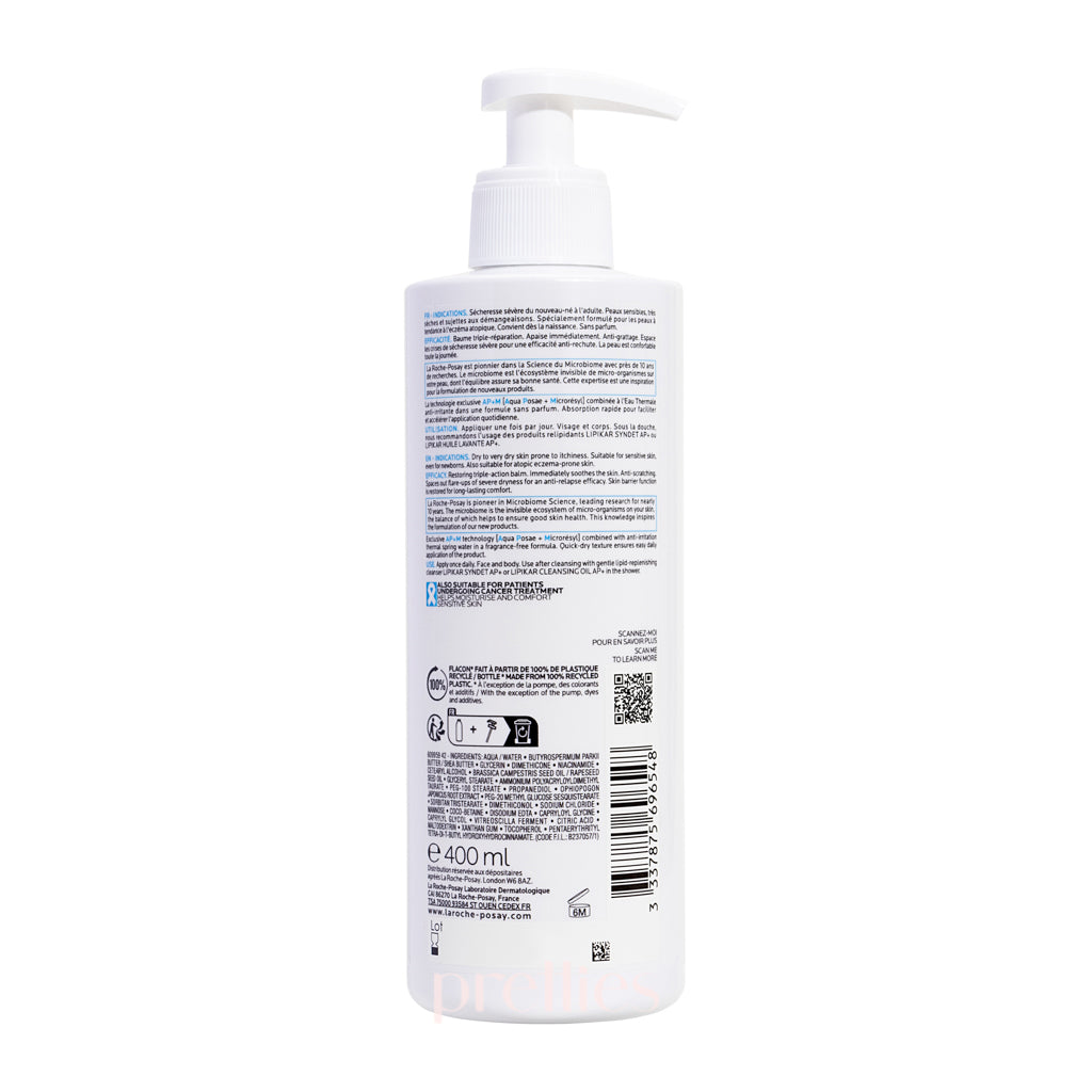 La Roche-Posay Lipikar AP+M Intensive Repair Moisturizing Balm 400ml - Soothing Dry & Sensitive Skin for Face & Body - Perfect for Eczema & Dermatitis Relief