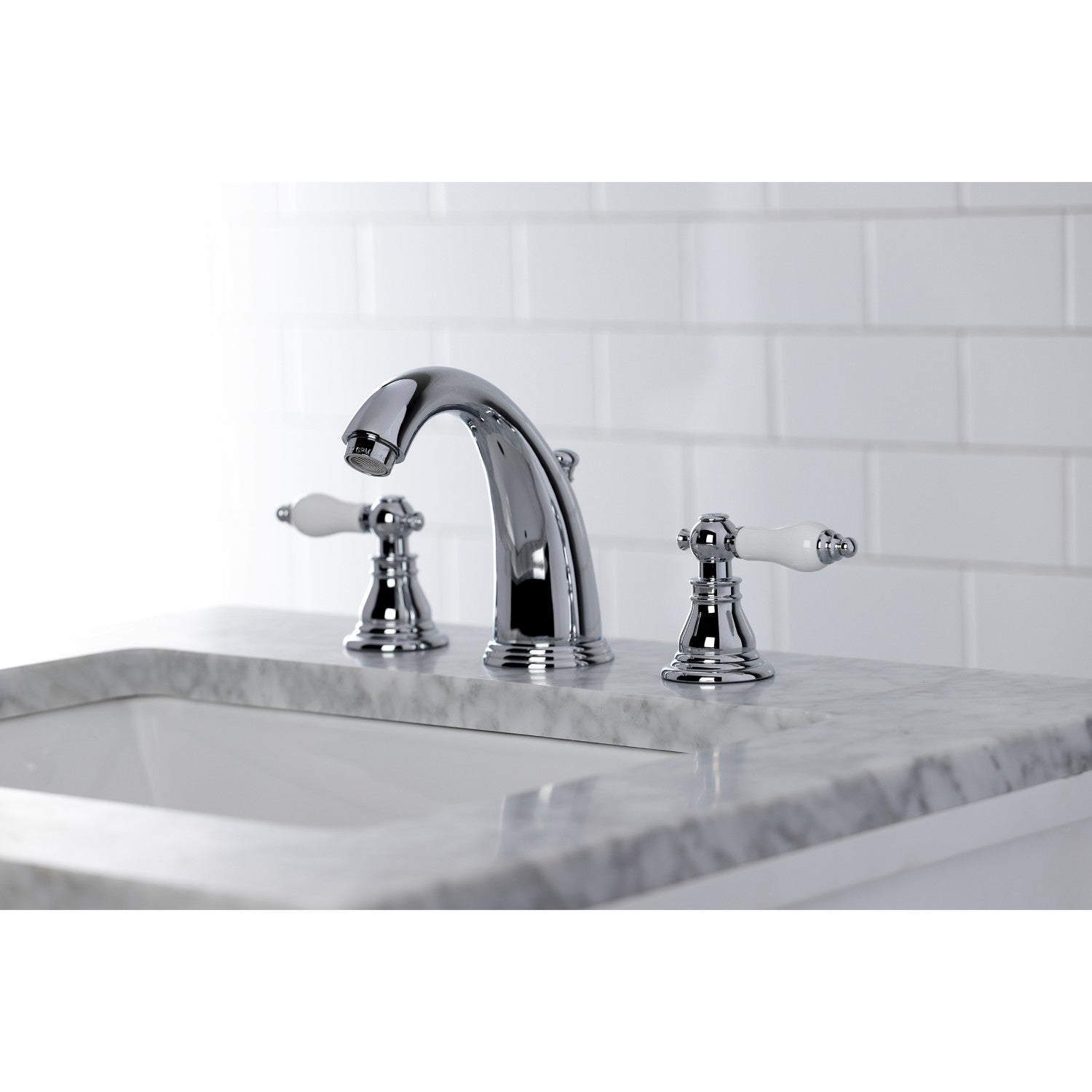 American Patriot KB981APL 3-Hole Widespread Bathroom Faucet - Two Handle Deck Mount with Pop-Up Drain - Polished Chrome Finish for Vanity Sink - Perfect for Modern & Traditional Bathroom Renovations