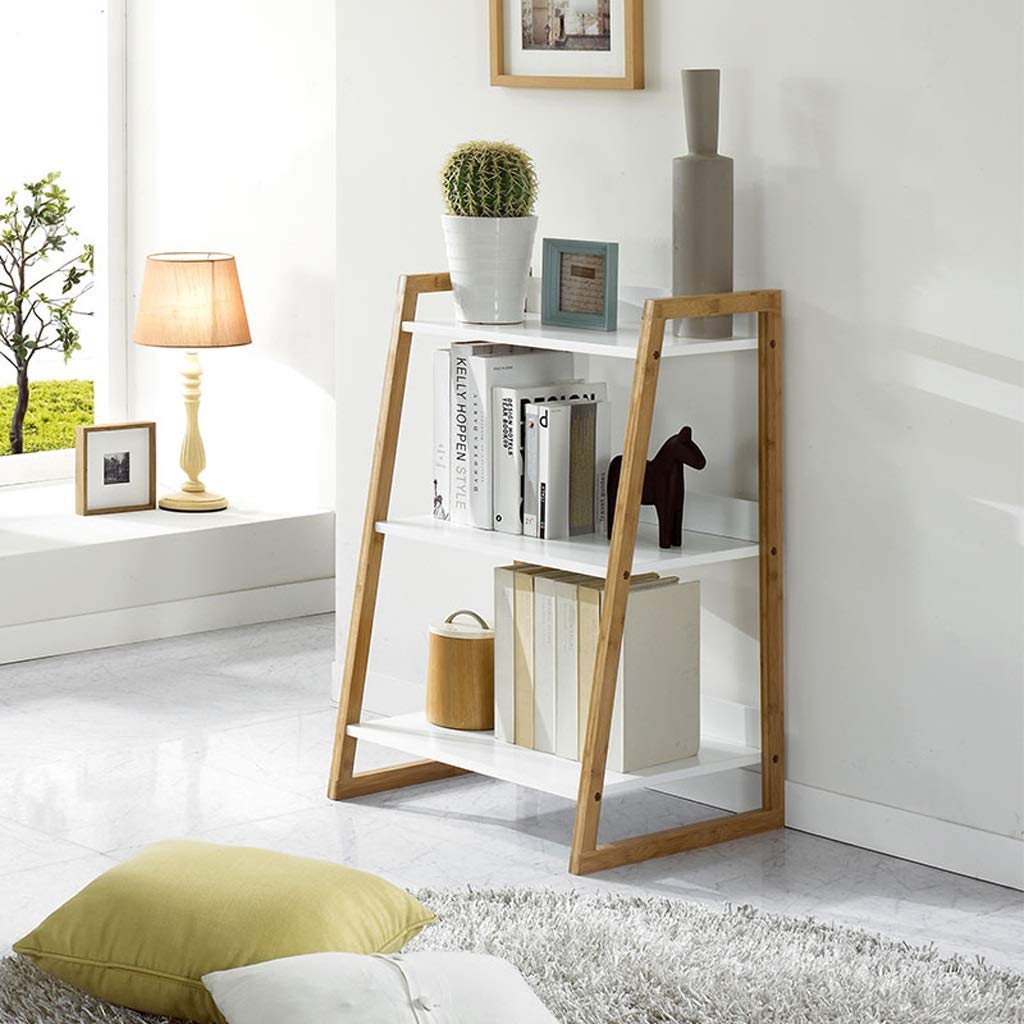 Modern Trapezoidal Bookshelf - 3-Tier Storage Rack for Books, Plants & Home Decor | Space-Saving Shelf for Living Room, Bedroom & Office (White)
