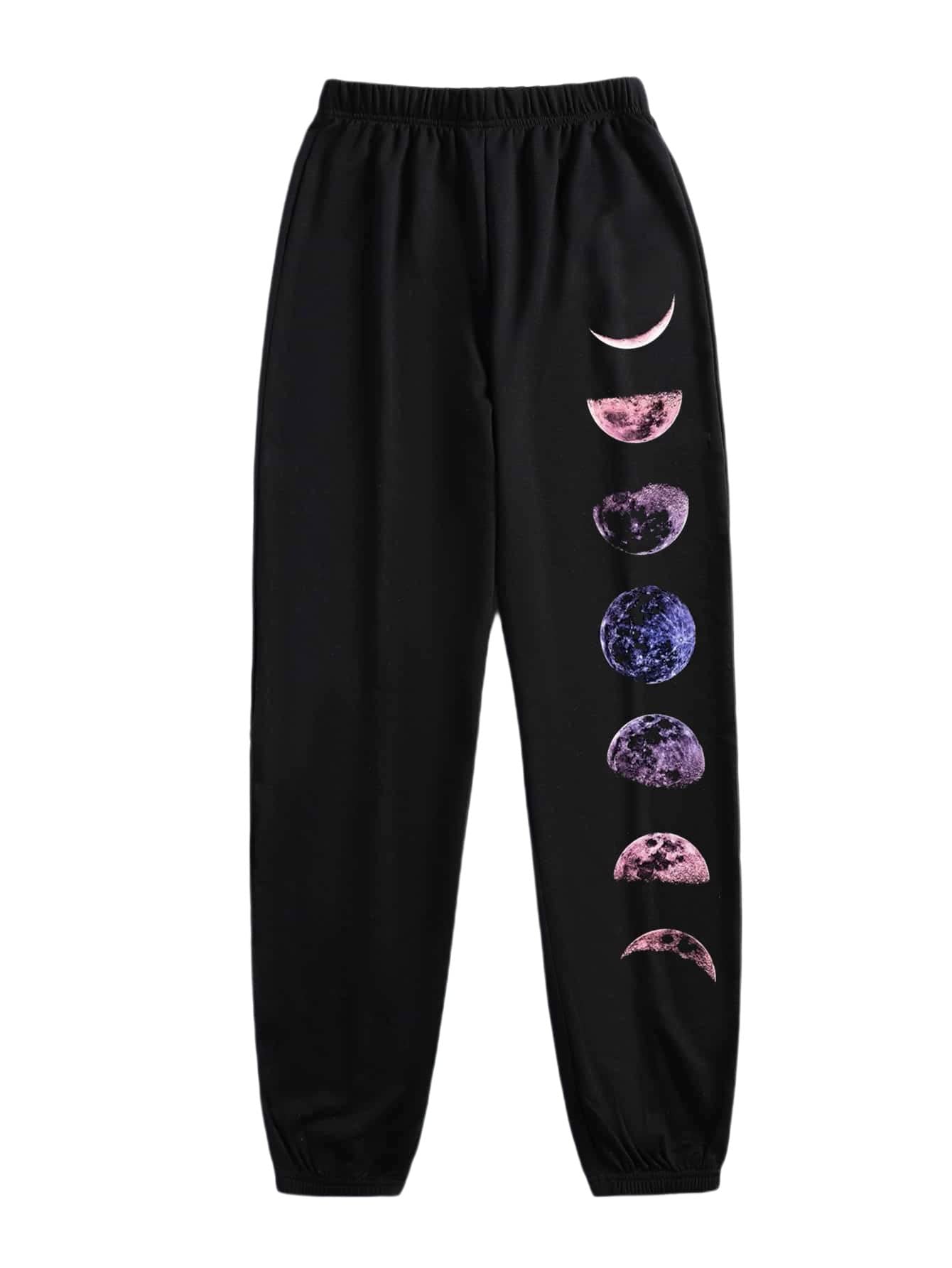 WDIRARA Women's Graphic Print Sweatpants - Elastic Waist Joggers for Casual Wear, Lounge & Running | Soft Comfortable Long Pants for Yoga, Workout & Home Relaxation