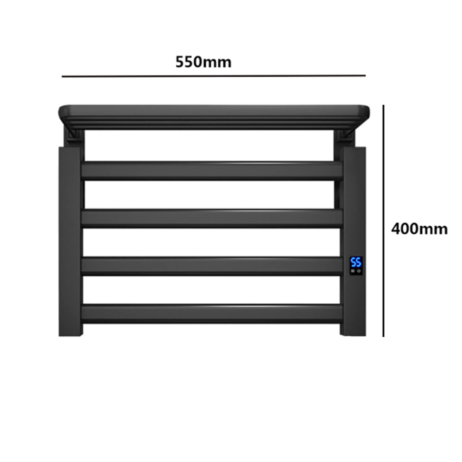 80W Electric Heated Towel Warmer Rack - Wall Mounted Aluminum Alloy Bathroom Towel Heater with Timer & Storage Shelf - Plug-in Black - Perfect for Spa, Luxury Bathrooms & Cold Weather Comfort