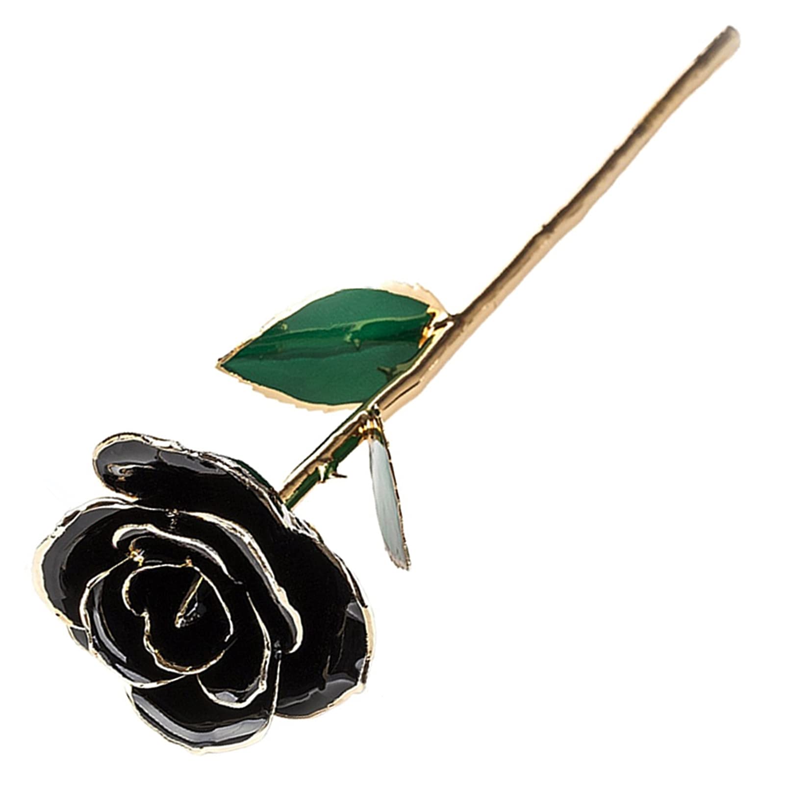 24K Gold-Plated Handmade Preserved Rose with Green Leaf & Base - Elegant Artificial Flower for Wedding, Mother's Day, Valentine's Gifts - Perfect for Home Decor, Table Centerpieces & Romantic Surprises