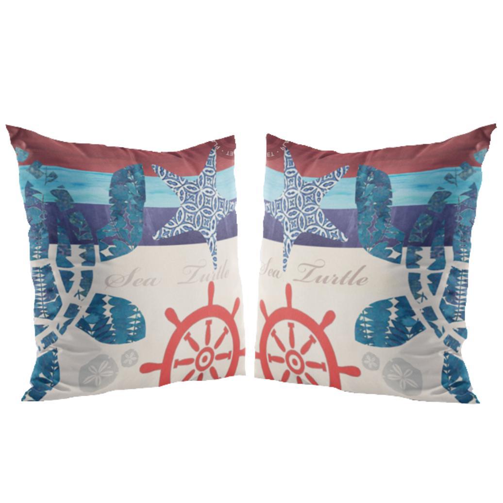 Into The Blue Sea Turtle Pillow Cover Set - Ocean Themed Decorative Throw Pillow Covers for Living Room, Bedroom, or Beach House Decor