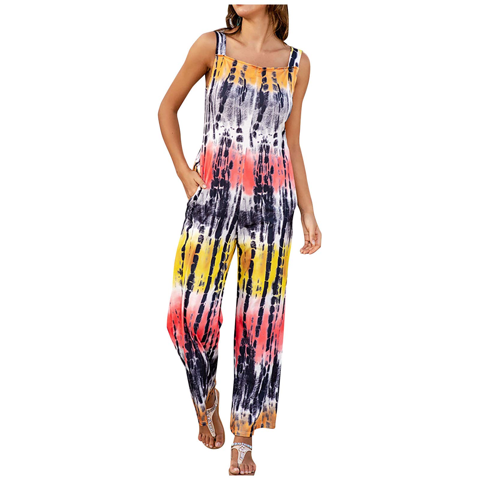 Posijego Women's Sleeveless Backless Leopard Print Jumpsuit - Casual Denim Overalls with Adjustable Straps for Summer Outings, Music Festivals & Beach Vacations